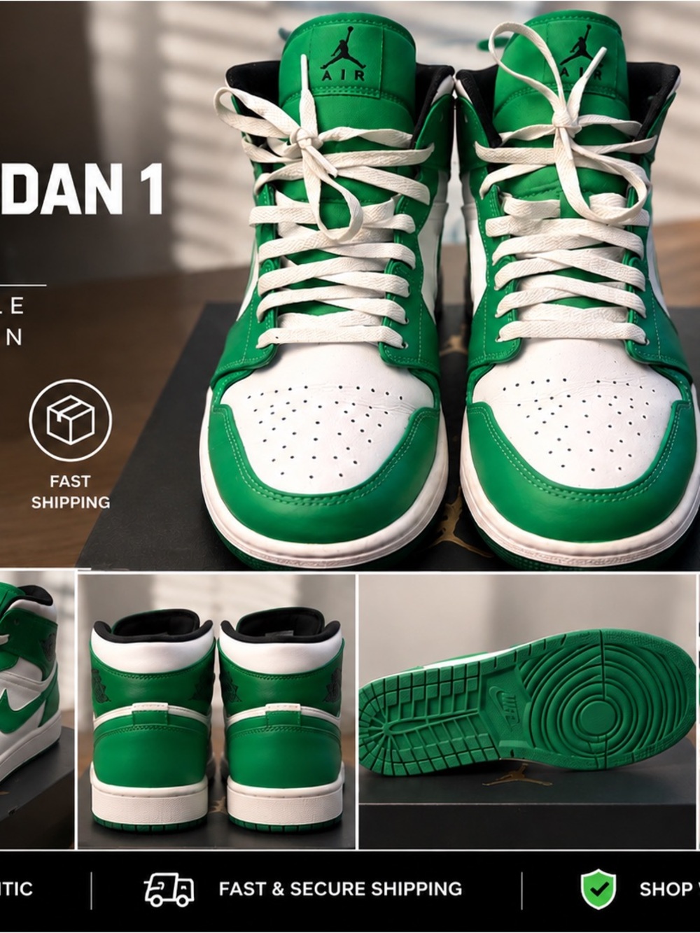 Jordan Men's High-Top Sneakers in Green and White